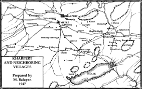 Map of Kharpert and neighboring villages